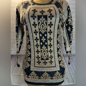 Vintage COMPAGNIE INTERNATIONALE EXPRESS Tunic Sweater, Metallic, S French